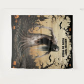 怖いハロウィン幽霊のよく出るフォレスト タペストリー (正面(横))