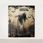 怖いハロウィン幽霊のよく出るフォレスト タペストリー (正面)