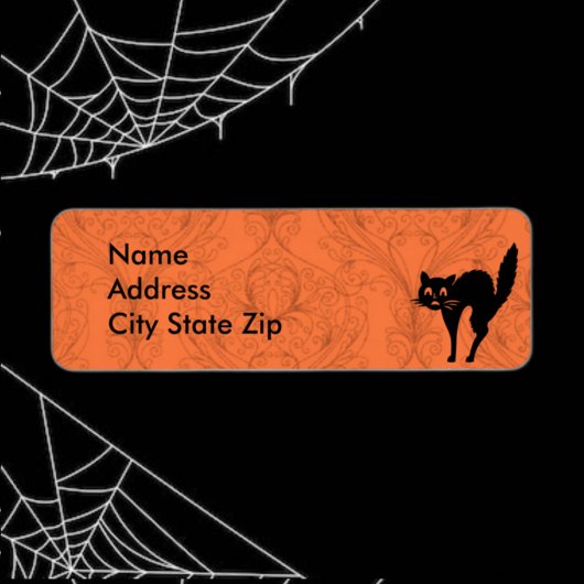 怖いハロウィン黒猫 ラベル