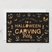 怖いハロウィーンのカボチャのちょうちんかぼちゃハロウィンカービング 招待状 (正面)