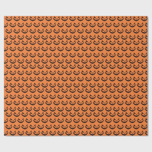 怖いハロウィーンのカボチャのちょうちんオレンジハロウィーン ラッピングペーパー (フラット)