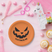 怖いハロウィーンのカボチャのちょうちんカスタムオレンジハローウィンパーティ ペーパープレート (パーティー)
