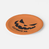 怖いハロウィーンのカボチャのちょうちんカスタムオレンジハローウィンパーティ ペーパープレート (アングル)