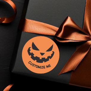 怖いハロウィーンのカボチャのちょうちんカスタムオレンジハローウィンパーティ ラウンドシール