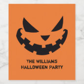 怖いハロウィーンのカボチャのちょうちんカスタムオレンジハローウィンパーティ ワインラベル (シングルラベル)