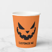 怖いハロウィーンのカボチャのちょうちんカスタムオレンジハローウィンパーティ 紙コップ (裏面)