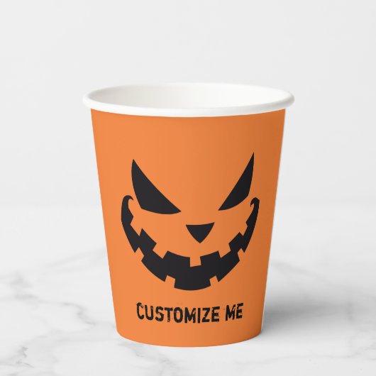 怖いハロウィーンのカボチャのちょうちんカスタムオレンジハローウィンパーティ 紙コップ (裏面)