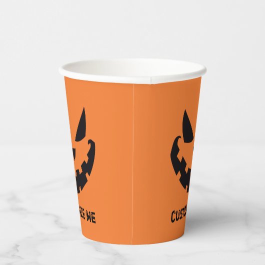 怖いハロウィーンのカボチャのちょうちんカスタムオレンジハローウィンパーティ 紙コップ (右)