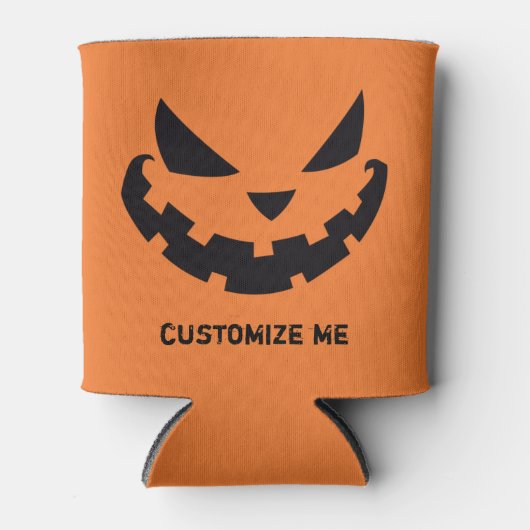 怖いハロウィーンのカボチャのちょうちんカスタムオレンジハローウィンパーティ 缶クーラー (正面)