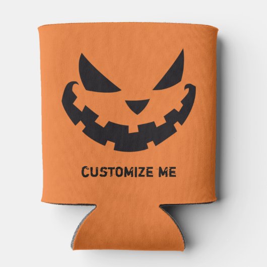 怖いハロウィーンのカボチャのちょうちんカスタムオレンジハローウィンパーティ 缶クーラー (裏面)