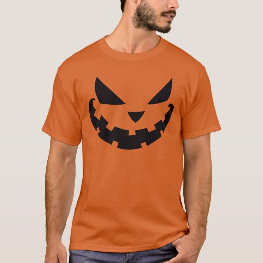 怖いハロウィーンのカボチャのちょうちんカスタムオレンジハローウィンパーティ Tシャツ (正面)