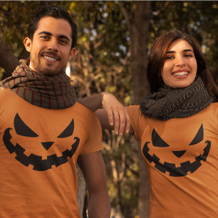 怖いハロウィーンのカボチャのちょうちんカスタムオレンジハローウィンパーティ Tシャツ