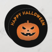 怖いハロウィーンのカボチャのちょうちんカボチャハローウィンパーティ 招待状 (正面/裏面)