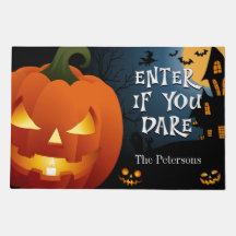 怖いハロウィーンのカボチャのちょうちんドアマット
