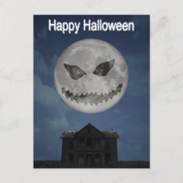 怖いハロウィーンのカボチャのちょうちんハロウィンムーン ポストカード