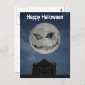 怖いハロウィーンのカボチャのちょうちんハロウィンムーン ポストカード (正面/裏面)