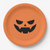 怖いハロウィーンのカボチャのちょうちん顔ハロウィーン ペーパープレート (正面)