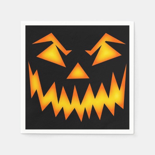 怖いハロウィーンのカボチャのちょうちん顔 スタンダードカクテルナプキン (正面)