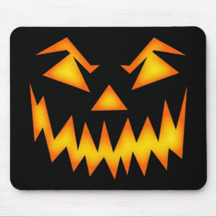 怖いハロウィーンのカボチャのちょうちん顔 マウスパッド