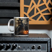 怖いハロウィーンのカボチャ、黒猫、魔女 コーヒーマグカップ