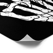 怖いハロウィーンのスケルトン平和ハンドサイン ポスター (角)