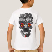 怖いハロウィーンの墓石、こうもり、スカルと名前 Tシャツ (裏面)
