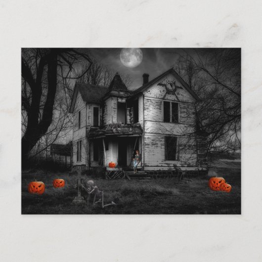 怖いハロウィーンの夜はがき ポストカード (正面)