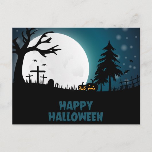 怖いハロウィーンの夜はがき ポストカード (正面)