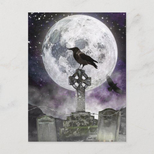 怖いハロウィーンの夜はがき ポストカード (正面)