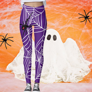 怖いハロウィーンの衣装ブラックウィドウクモの巣 レギンス
