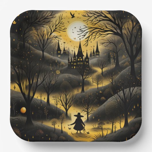 怖いハロウィーンの道 ペーパープレート (正面)