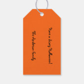 怖いハロウィーンの魔女と熱狂するスマイルカボチャ ギフトタグ (裏面)