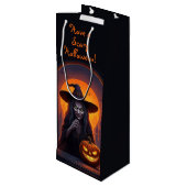 怖いハロウィーンの魔女と熱狂するスマイルカボチャ ワインギフトバッグ (裏面アングル)