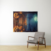 怖いハロウィーンカボチャのパッチ タペストリー (インサイチュ(横))