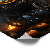 怖いハロウィーンカボチャの手押し車 ポスター (角)