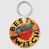 怖いハロウィーンカボチャをトレッキングまたは治療 キーホルダー (正面)