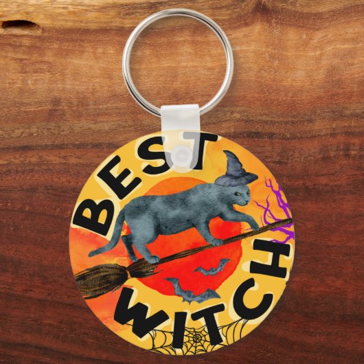 怖いハロウィーンカボチャをトレッキングまたは治療 キーホルダー (正面)