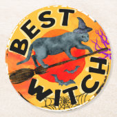 怖いハロウィーンカボチャをトレッキングまたは治療 ラウンドペーパーコースター (正面)