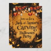 怖いハロウィーンカボチャパッチパーティー 招待状 (正面/裏面)