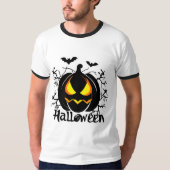 怖いハロウィーンカボチャ Tシャツ (正面)
