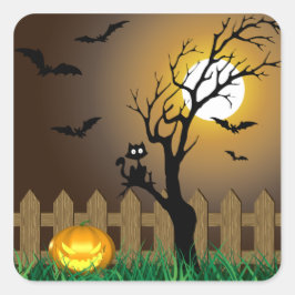 怖いハロウィーンガーデンシーン スクエアシール