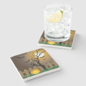 怖いハロウィーンガーデンシーン ストーンコースター (横)