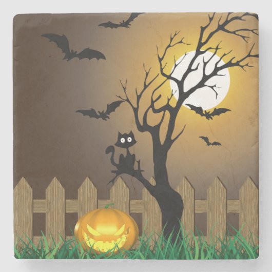 怖いハロウィーンガーデンシーン ストーンコースター (正面)