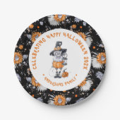 怖いハロウィーンキャラクターイラストレーション ペーパープレート (正面)
