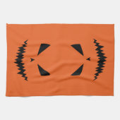 怖いハロウィーンジャックオールタンブラック顔オレンジ キッチンタオル (横)