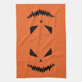 怖いハロウィーンジャックオールタンブラック顔オレンジ キッチンタオル (縦)