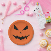 怖いハロウィーンジャックオールタンブラック顔オレンジ ペーパープレート (パーティー)
