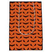 怖いハロウィーンジャックオールタンブラック顔オレンジ ミディアムペーパーバッグ (裏面)