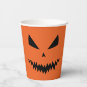 怖いハロウィーンジャックオールタンブラック顔オレンジ 紙コップ (裏面)