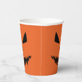 怖いハロウィーンジャックオールタンブラック顔オレンジ 紙コップ (右)